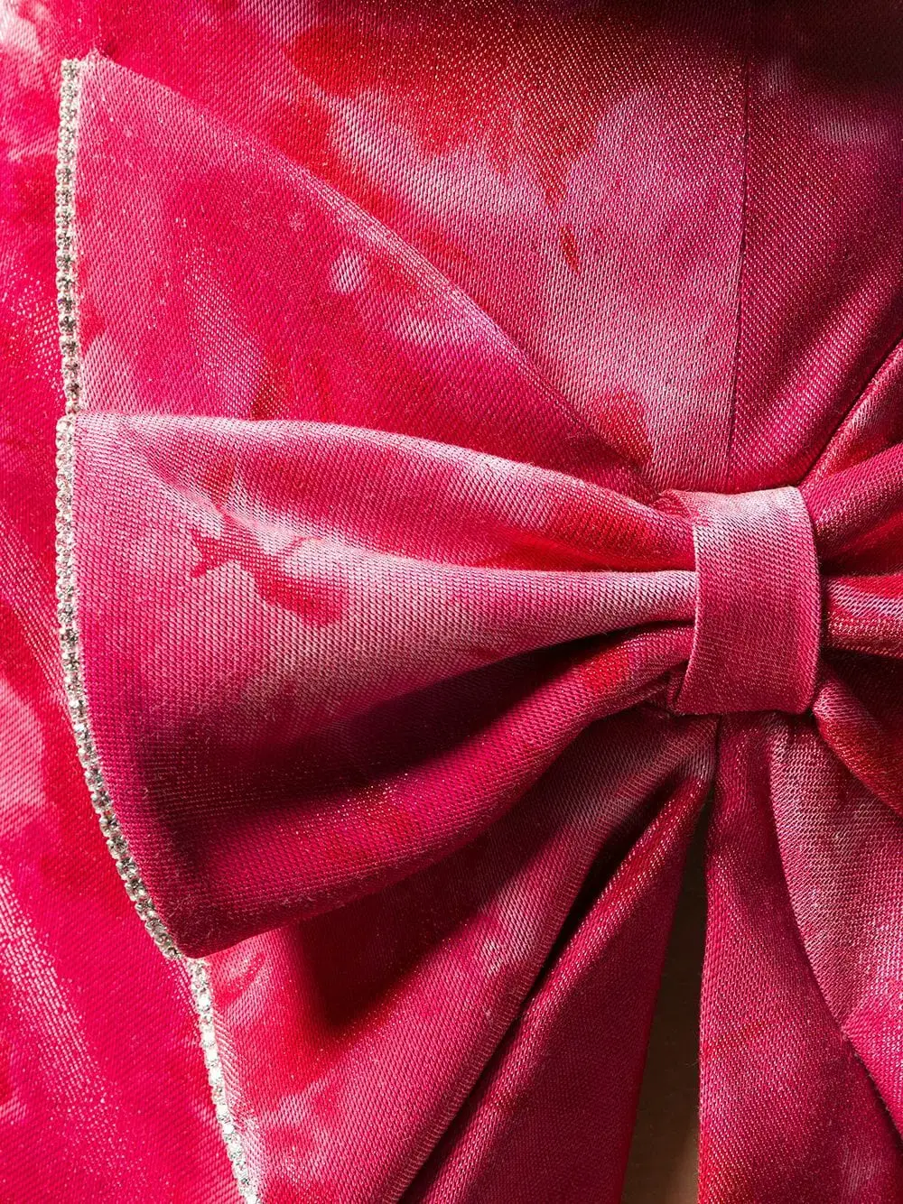 Area NYC Crystal Trimmed Sculpted Bow Mini Skirt & Top in Ruby Tie-Dyed Size 8 - Image 7