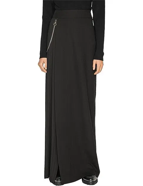 Cue Twill Pleated Maxi Skirt Black Size 6 - Image 1