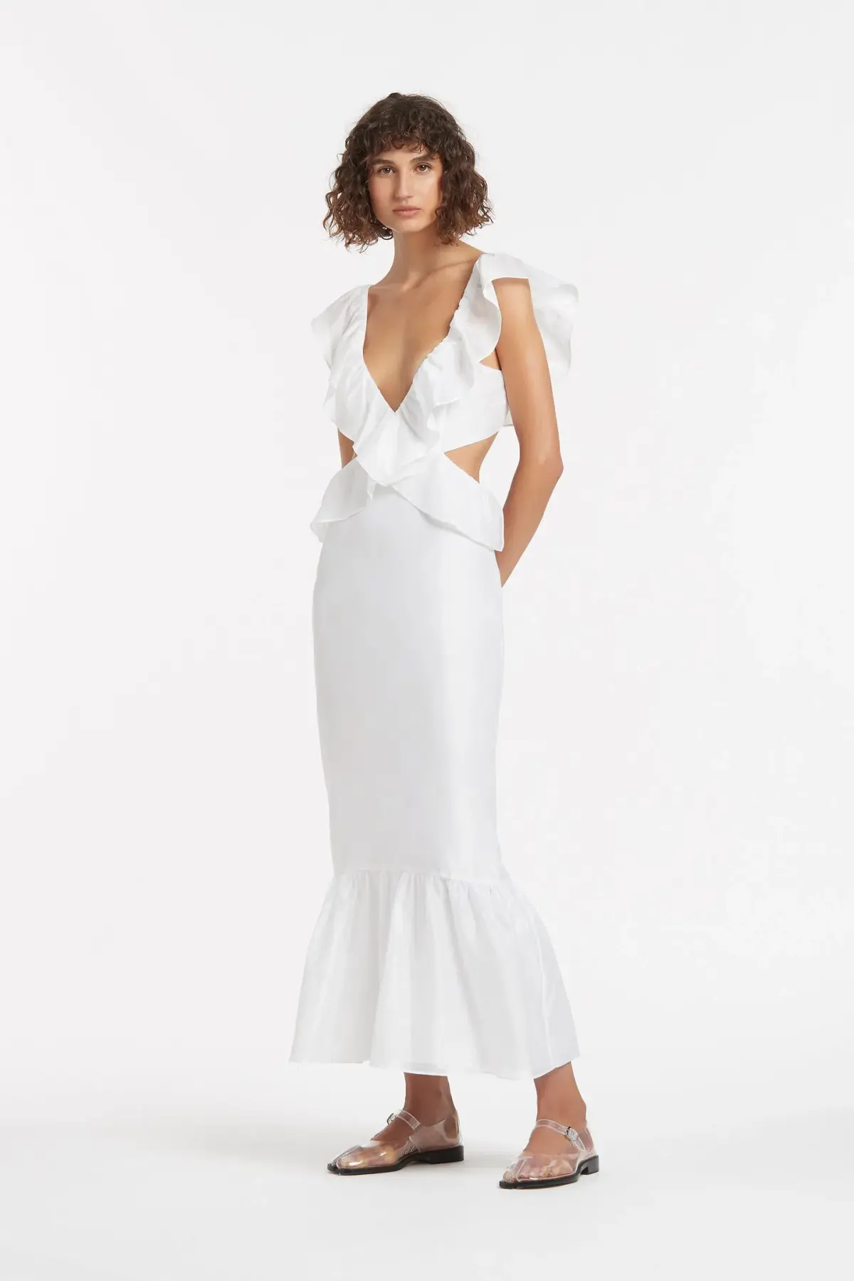 Sir the Label Franc Frill Midi Dress White Size AU 6 - Image 1