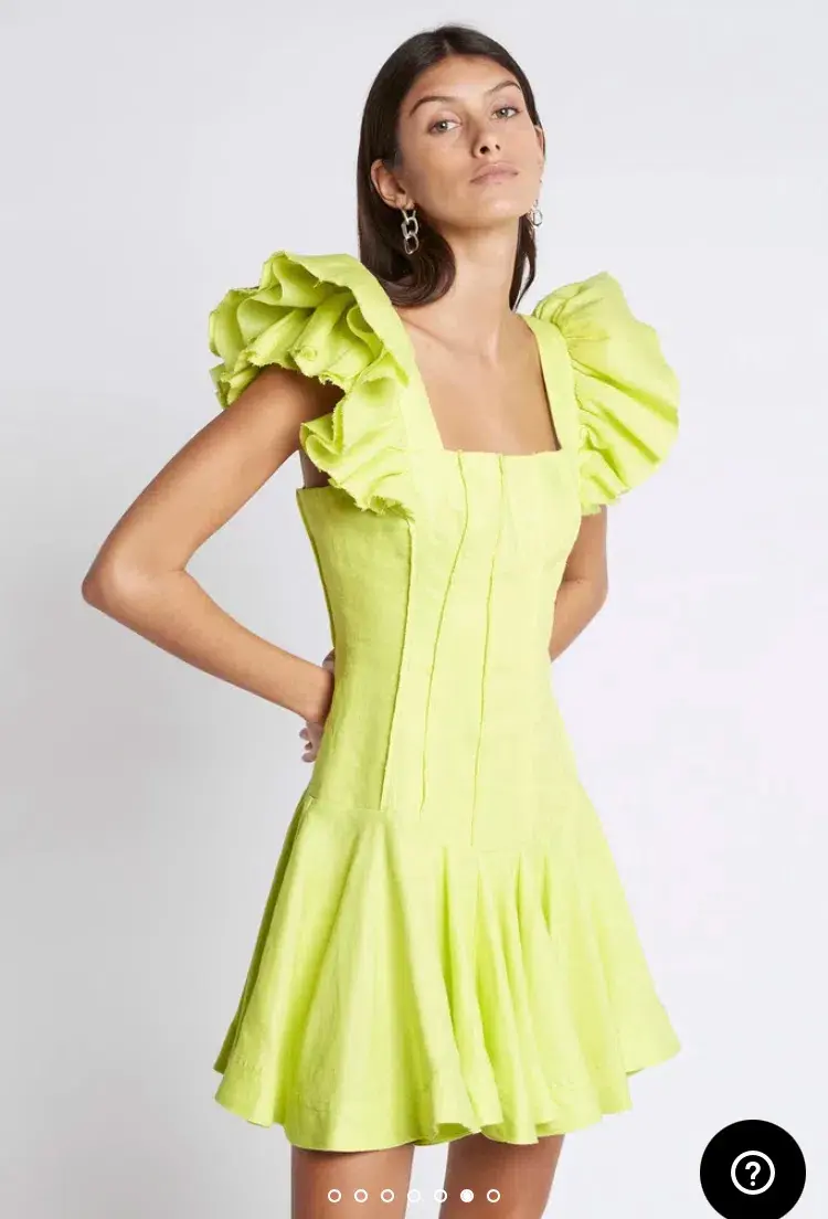 Aje Breathless Frill Sleeve Mini Dress Green Size 12 - Image 7