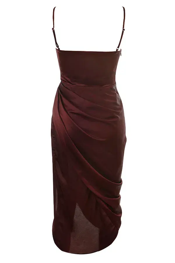 House of CB Reva Satin Balcony Corset Midi Dress Red Size 6 for rent on The Volte - main image