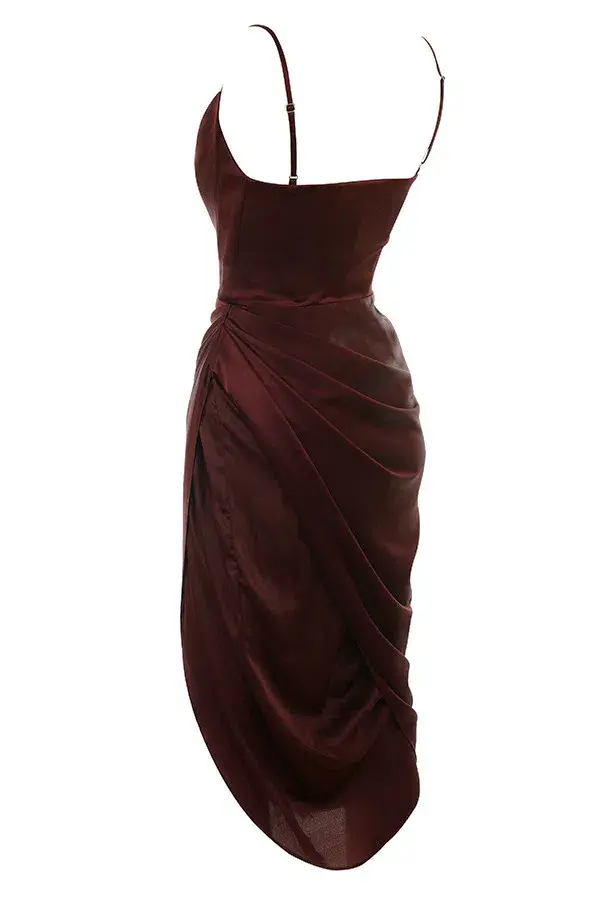 House of CB Reva Satin Balcony Corset Midi Dress Red Size 6 - Image 6