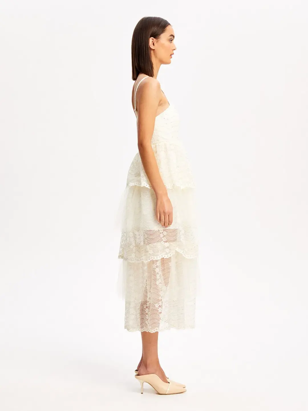 Alice McCall Creme Moonstruck Midi Dress Cream Size 8  for rent on The Volte - main image