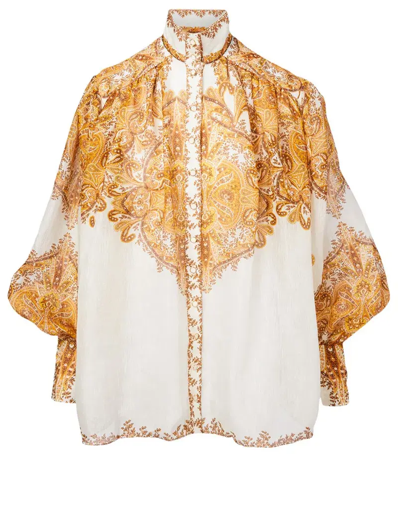 Zimmermann Zippy Billow Blouse Golden Paisley Size 1 / Au 10 - Image 4
