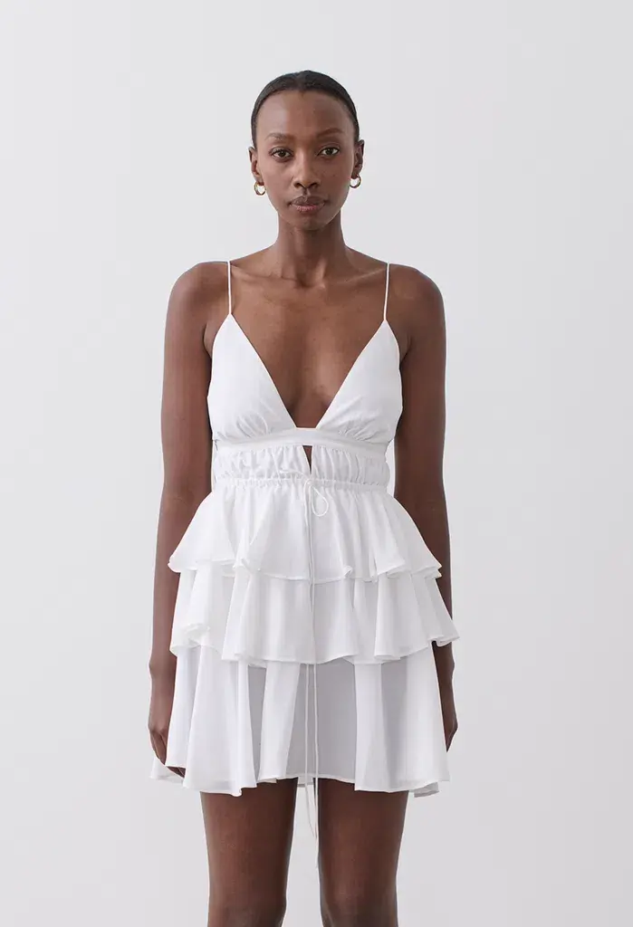 Joslin Liana Silk Mini Dress White Size 8 - Image 1