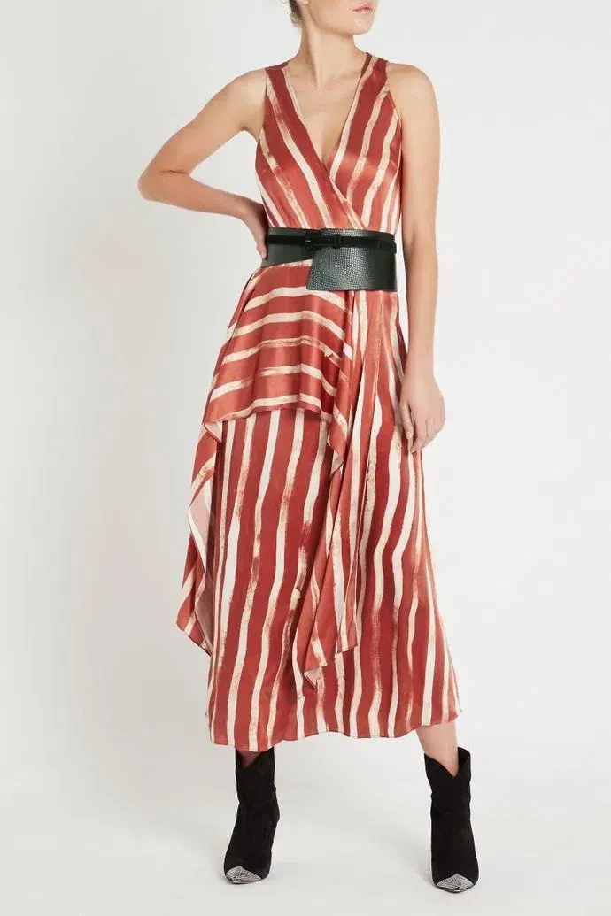 Sass & Bide Earn Your Stripes Dress Orange Size 10 - Image 2