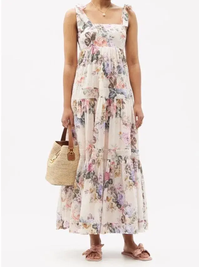 Zimmermann Brighton Tie Shoulder Antique Floral Dress Size 3 - Image 1