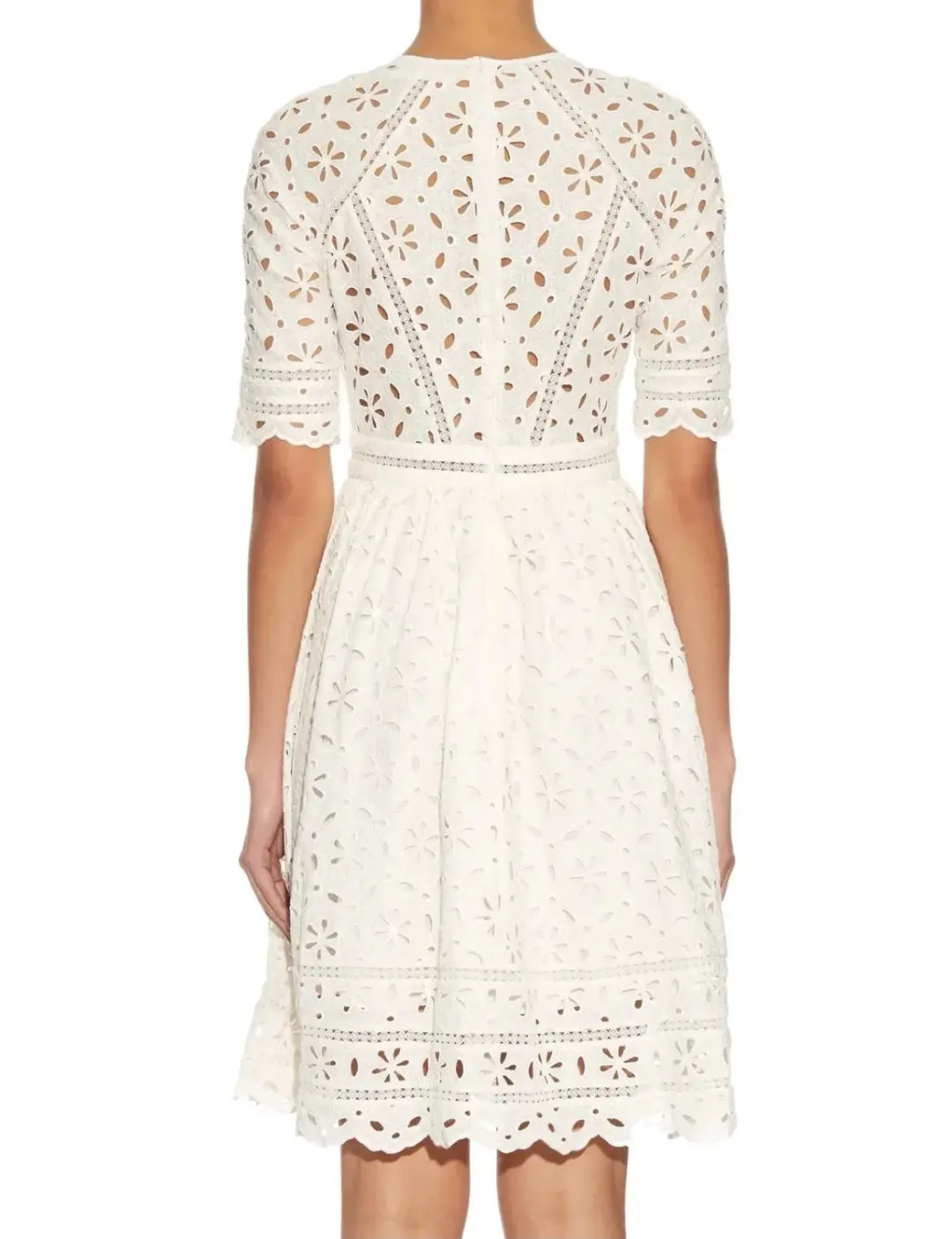 Zimmermann White Rosa Broderie Day Dress White/Ivory Size 12 for rent on The Volte - main image