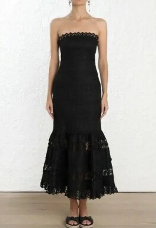 Zimmermann Black Strapless Wayfarer Panelled Dress Size 3 - Image 2