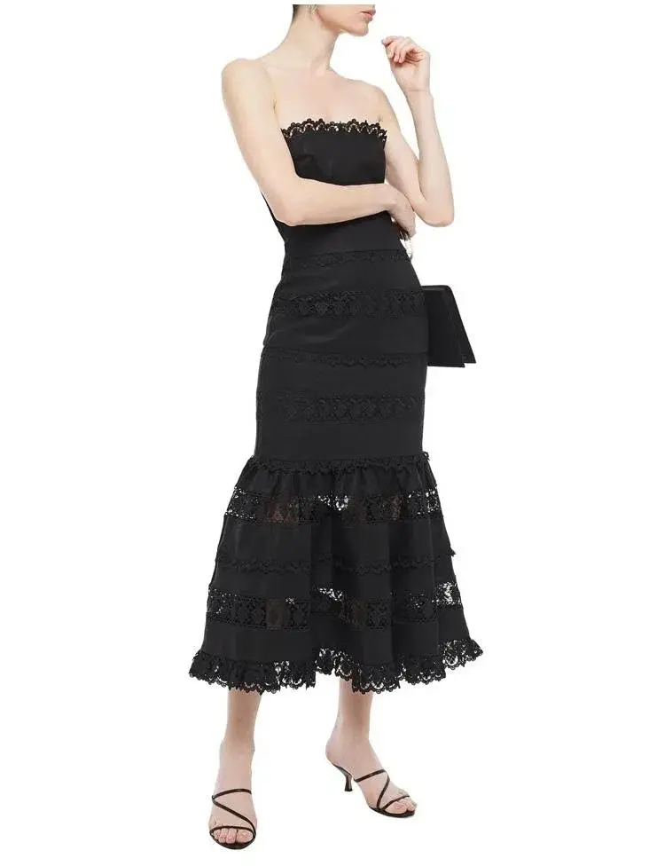Zimmermann Black Strapless Wayfarer Panelled Dress Size 3 - Image 1