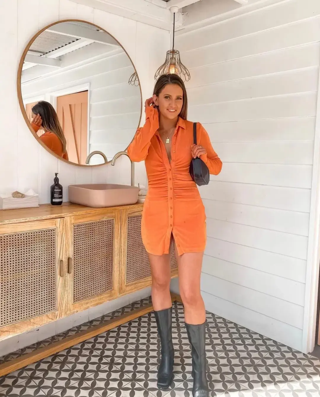 With Jean Andy Dress Orange Size AU 6 for rent on The Volte - main image