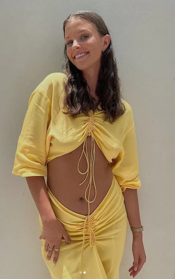 Christopher Esber Ruched Cutout Woven Maxi Dress Yellow Size 10 - Image 3