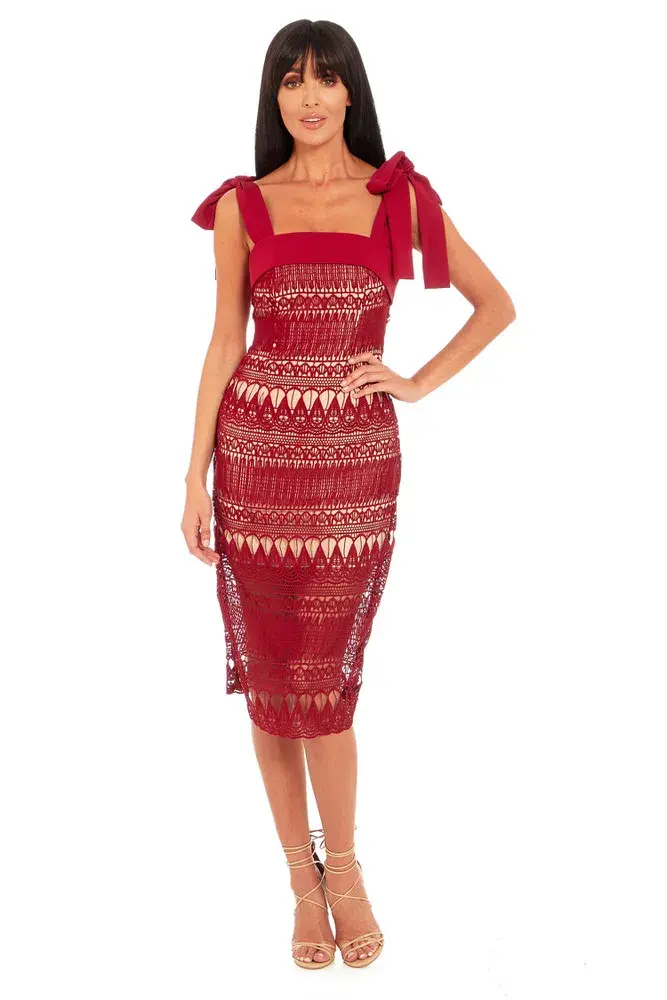 Keepsake the Label Walk on By Midi Dress Red Size 10 - Image 1