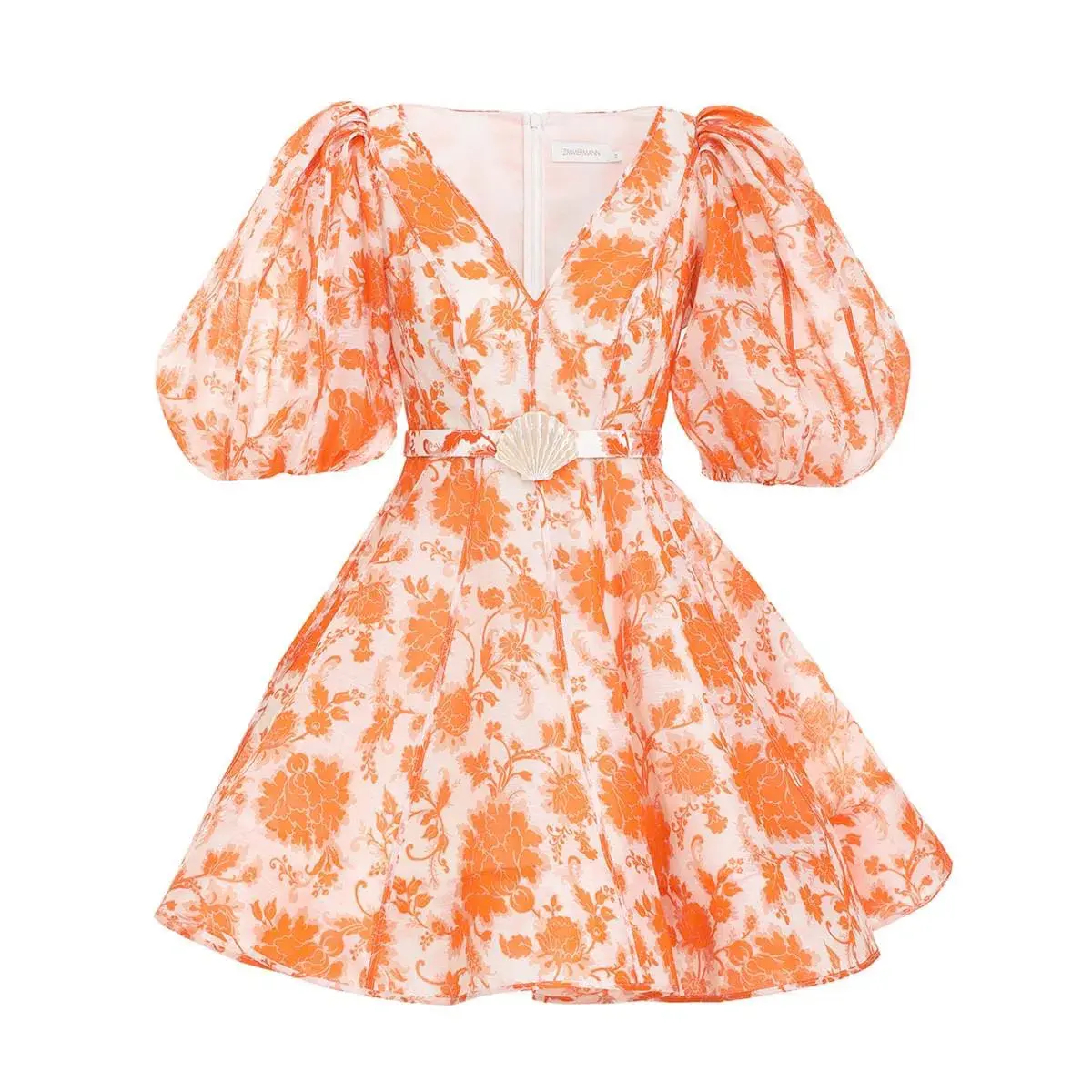 Zimmermann Postcard Puff Sleeve Mini Dress Print Size 0 / AU 8 - Image 2