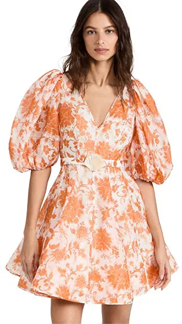 Zimmermann Postcard Puff Sleeve Mini Dress Print Size 0 / AU 8 - Image 3
