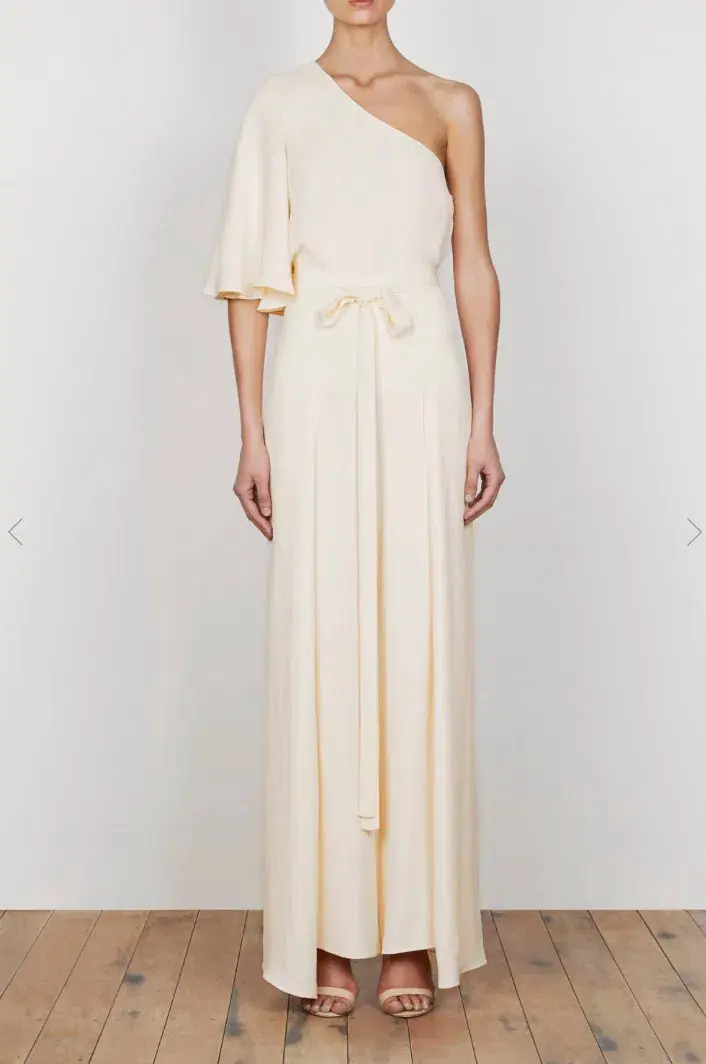 Shona Joy Lautner One Shoulder Top and Palazzo Pants Set Cream Size 8 - Image 1