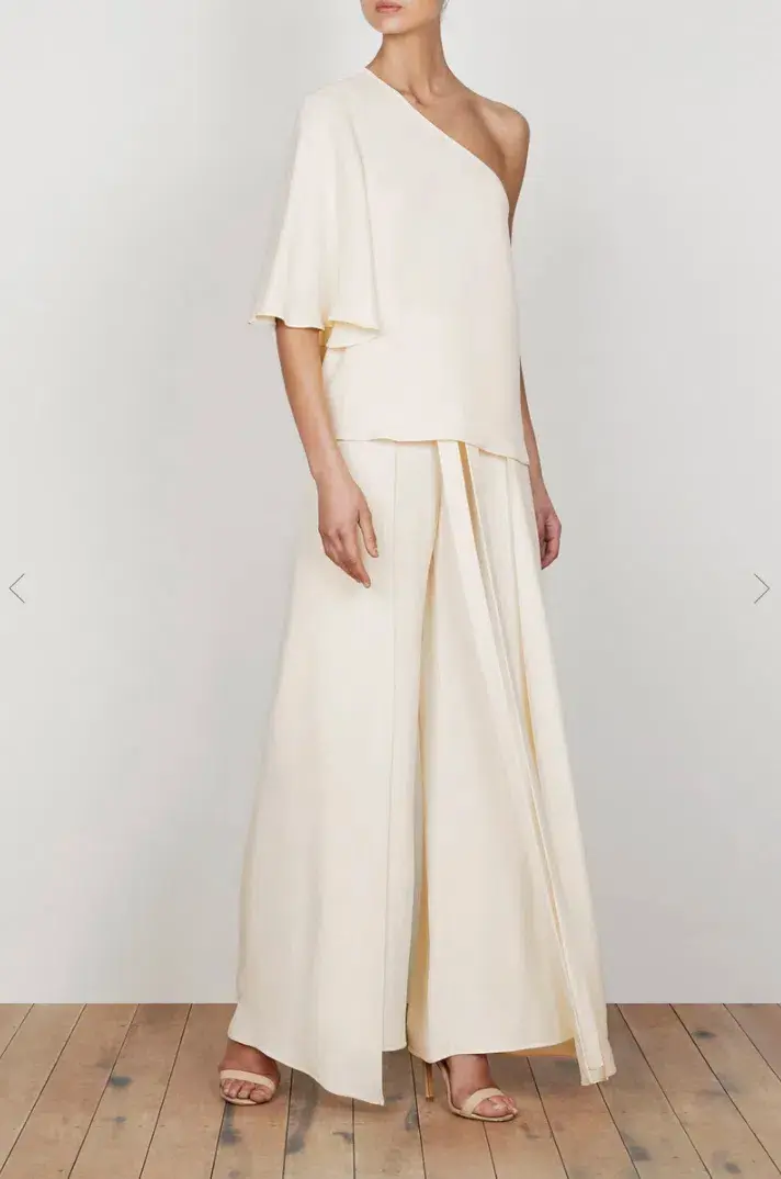 Shona Joy Lautner One Shoulder Top and Palazzo Pants Set Cream Size 8 - Image 6