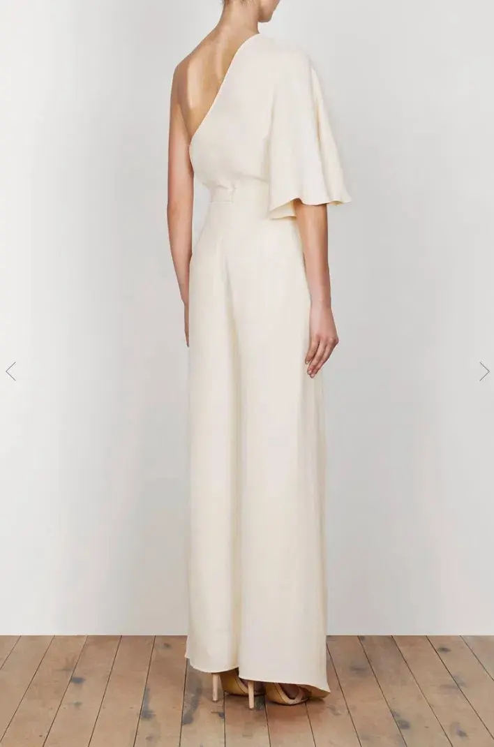 Shona Joy Lautner One Shoulder Top and Palazzo Pants Set Cream Size 8 - Image 3