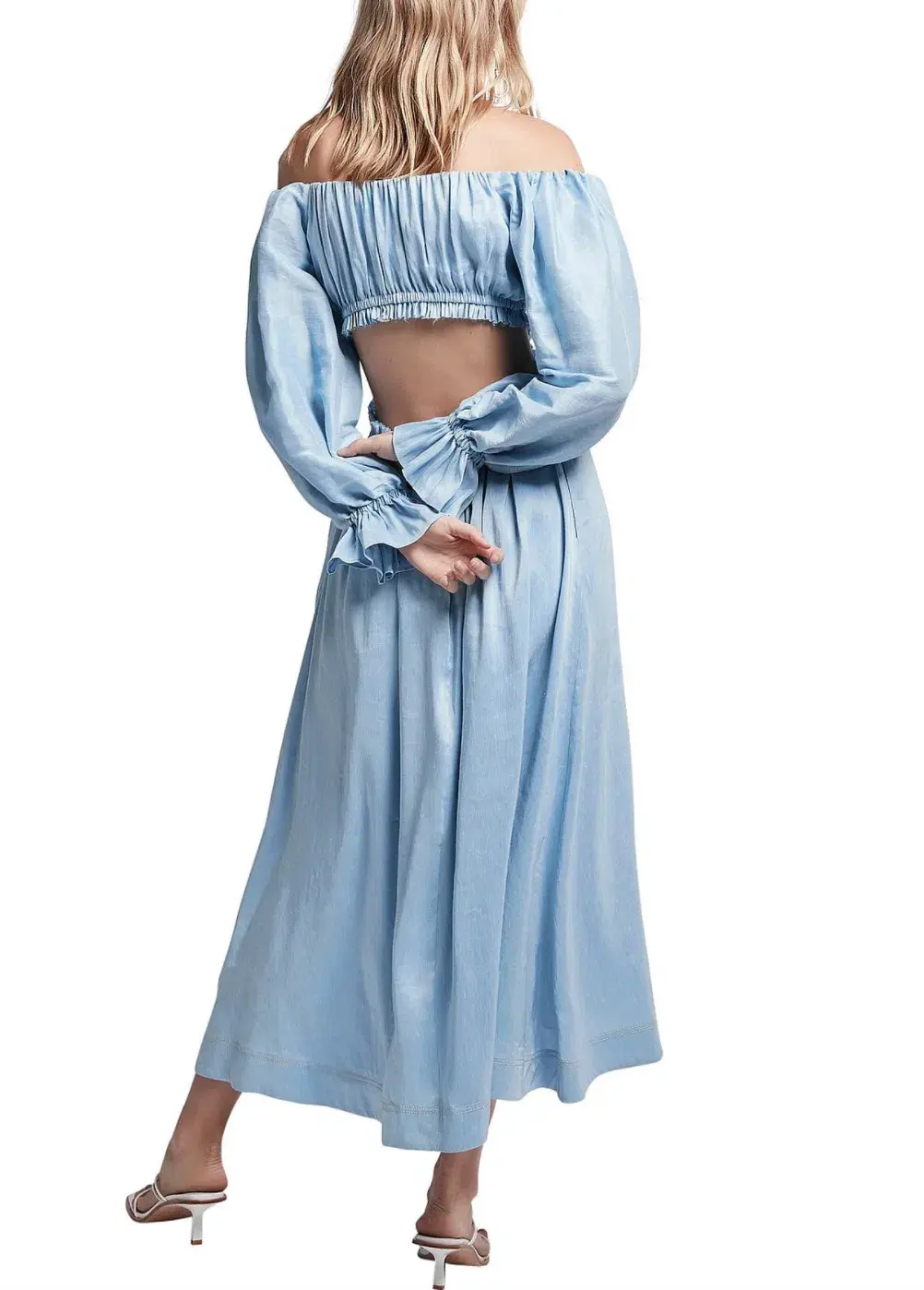 Aje Overture Blouson Midi Dress Ciel Blue Size 8 - Image 3