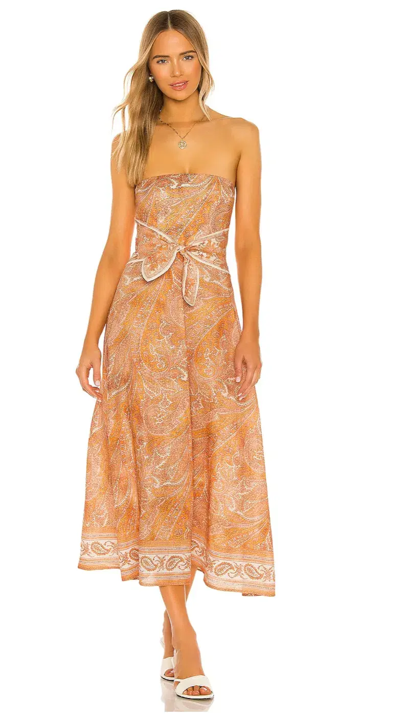 Zimmerman Brighton Tie-Waist Paisley Midi Dress Print Size 8 - Image 1