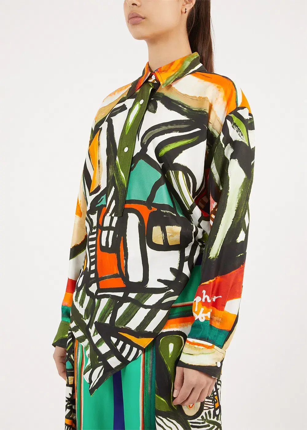 Christopher Esber Ruched Back Bandana Scarf Cropped Shirt Print Size 4 - Image 4