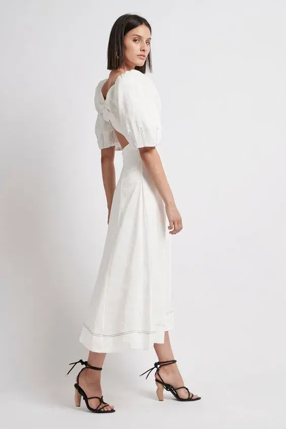 Aje Grove Midi Dress White Size 4 - Image 2