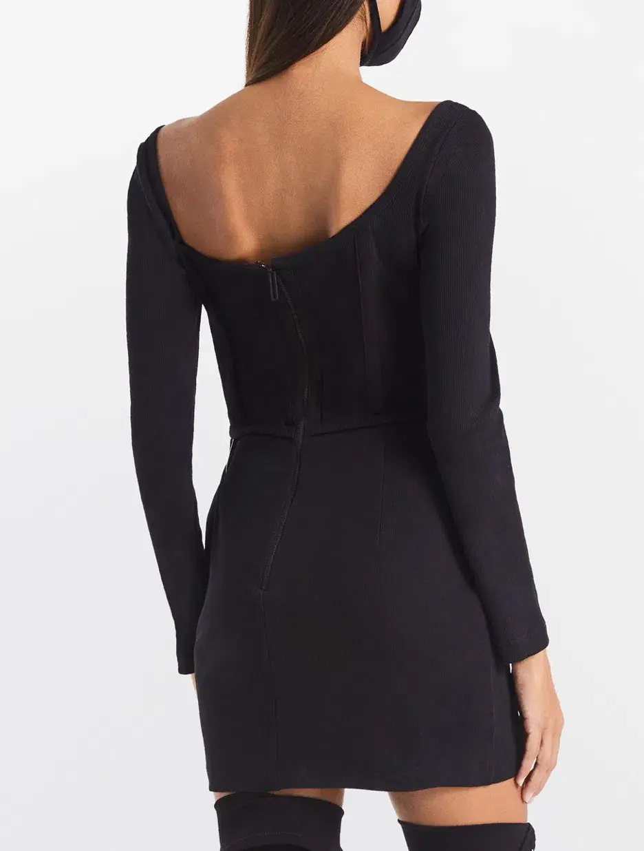 Dion Lee Rib Corset Mini Dress Black Size 6 - Image 4