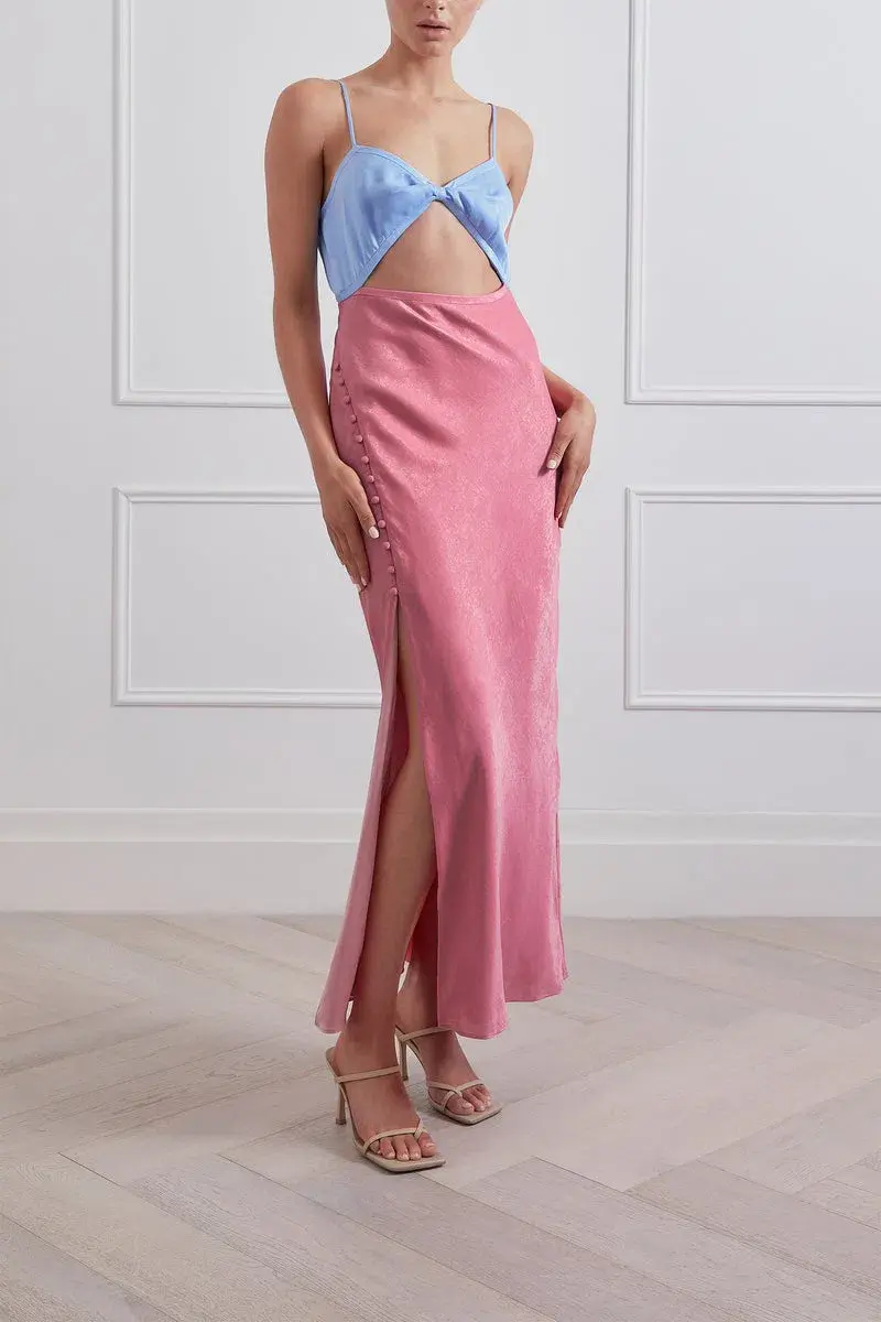 San Sloane Alona Midi Dress Pink/Blue Size 6 - Image 1