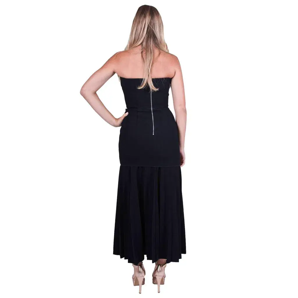 Dion Lee Linear Crepe Pleat Strapless Dress Black Size 12  - Image 2