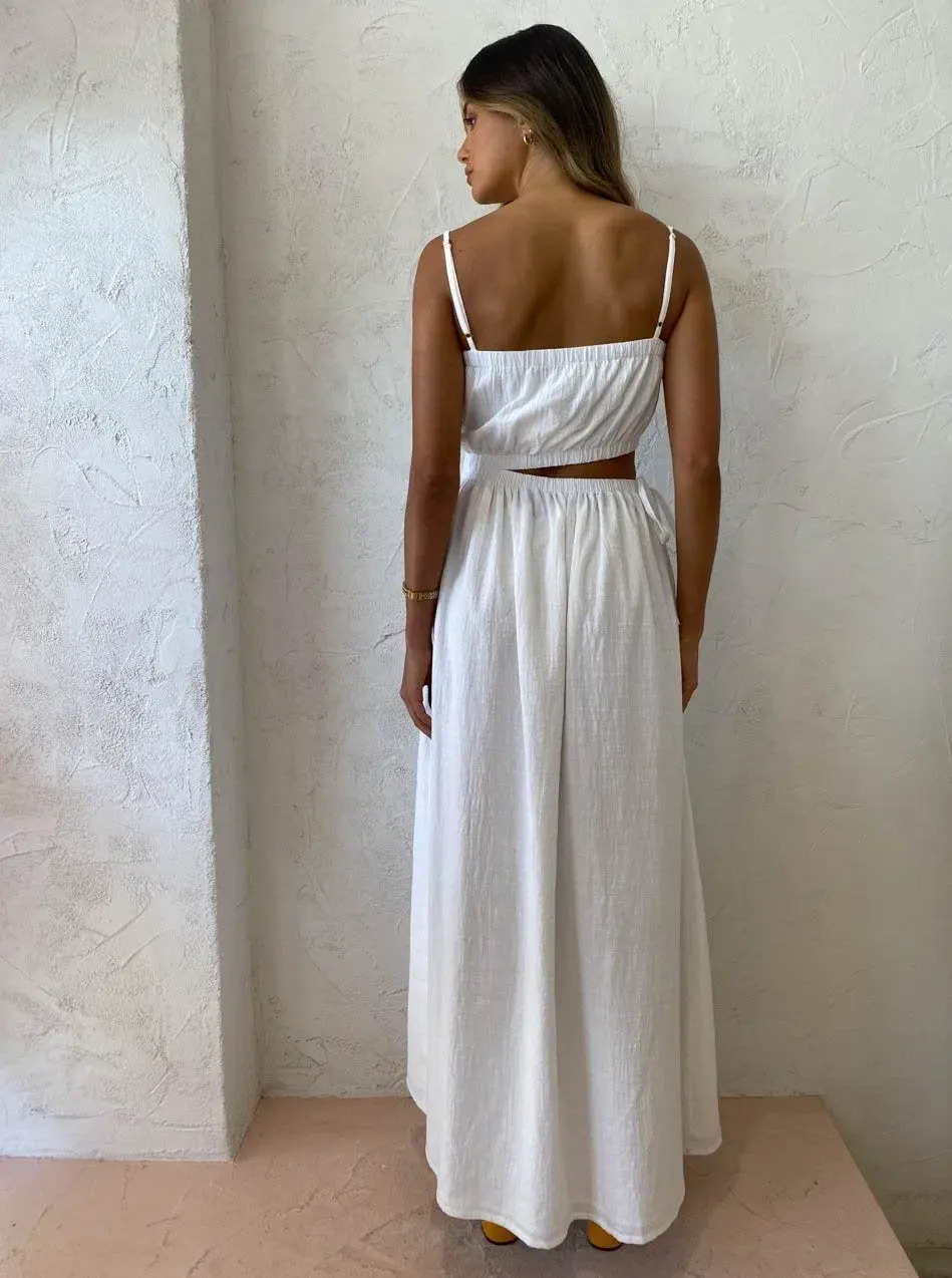 By Nicola Carnivale Elastic Waist Maxi Dress White Size 8 for rent on The Volte - main image