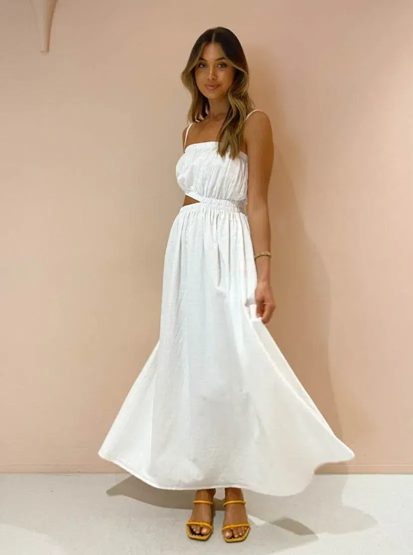 By Nicola Carnivale Elastic Waist Maxi Dress White Size 8 for rent on The Volte - main image
