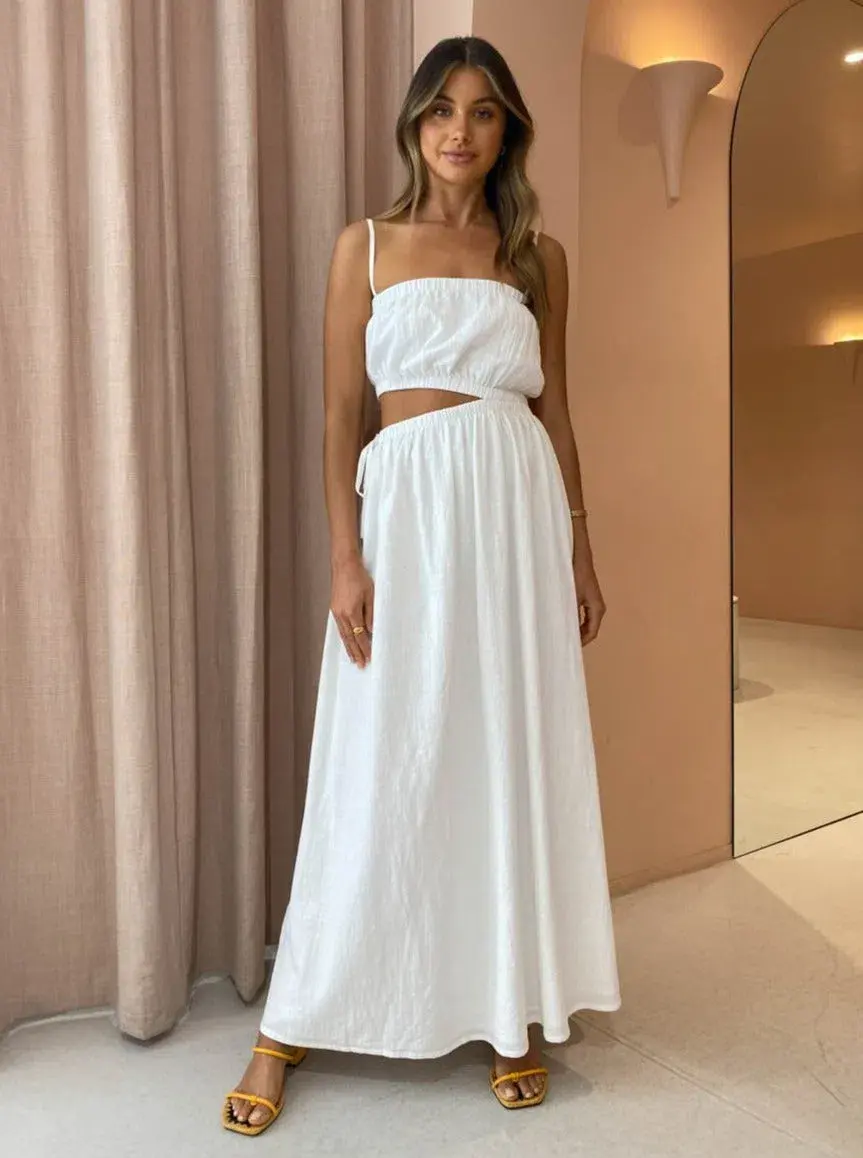 By Nicola Carnivale Elastic Waist Maxi Dress White Size 8 - Image 3