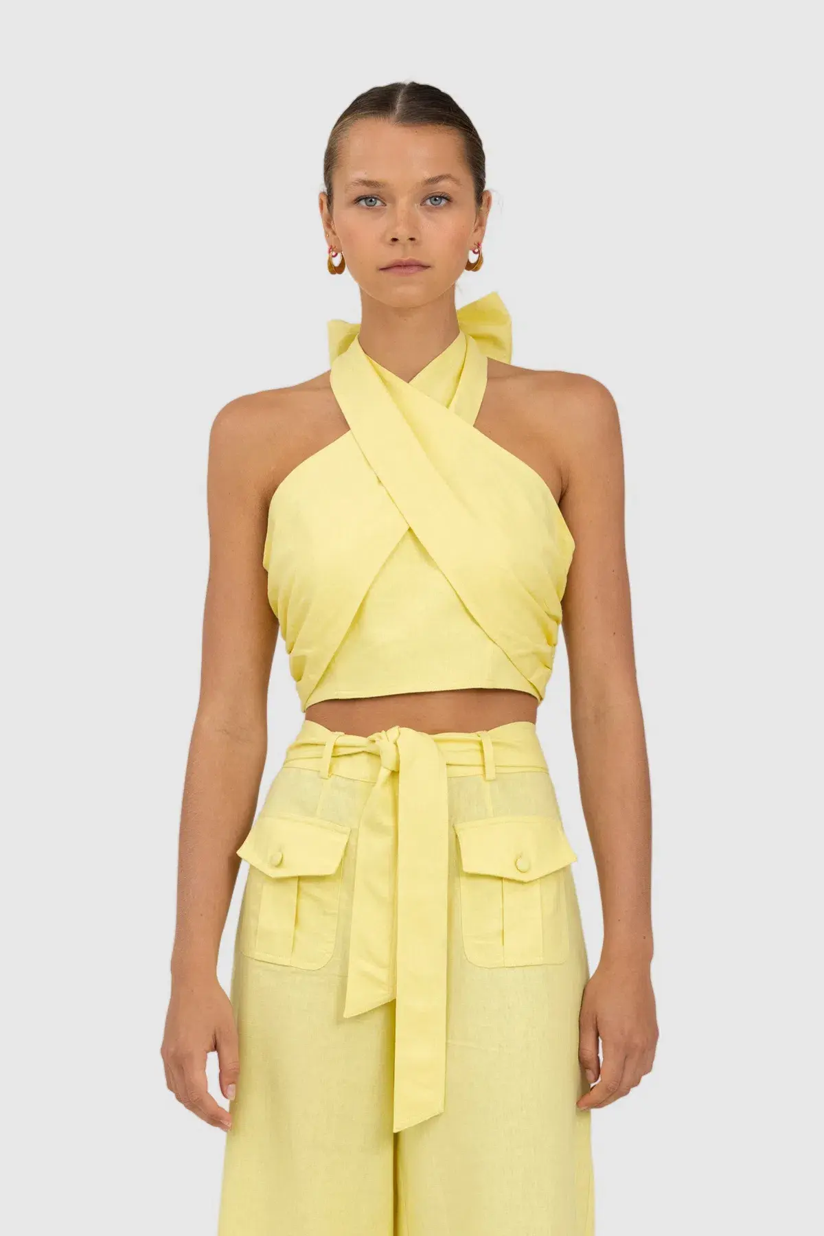 The Wolf Gang Sahara Linen Twist Neck Top Yellow Size 6 - Image 1