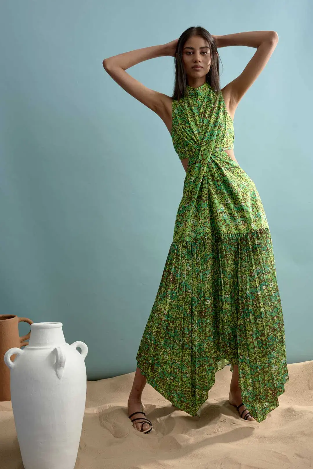 Alemais Phyllis Twist Front Pleat Dress Print Size 12 - Image 6