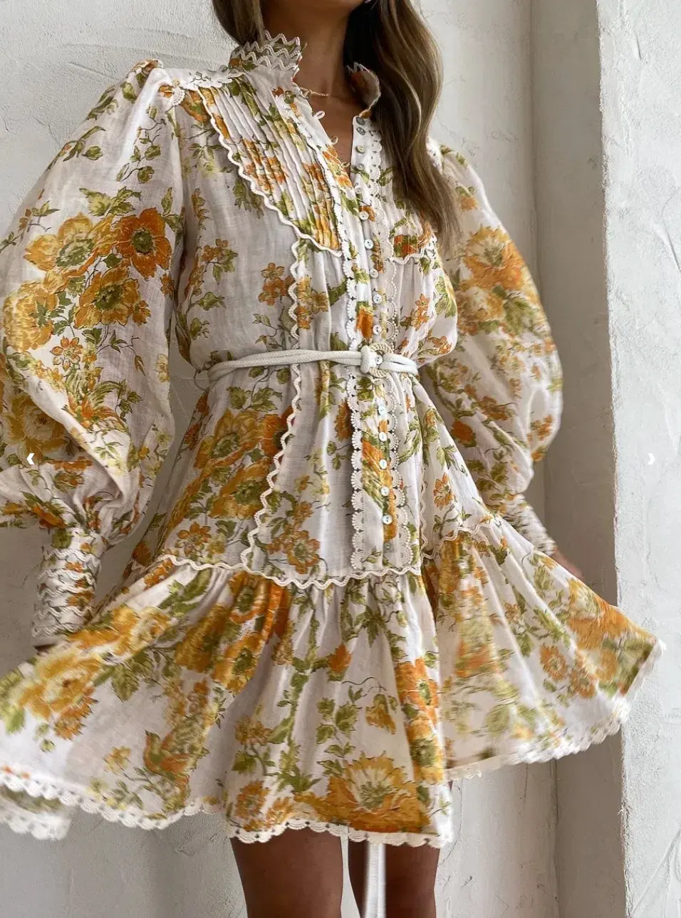 Alemais Songbird Mini Dress Print Yellow Size 8 for rent on The Volte - main image