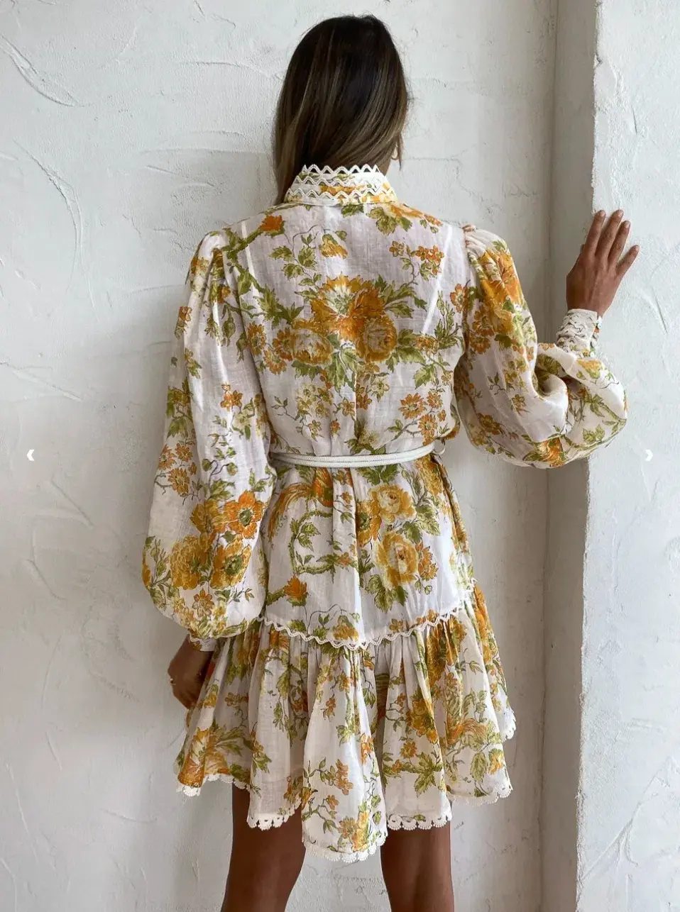 Alemais Songbird Mini Dress Print Yellow Size 8 - Image 4