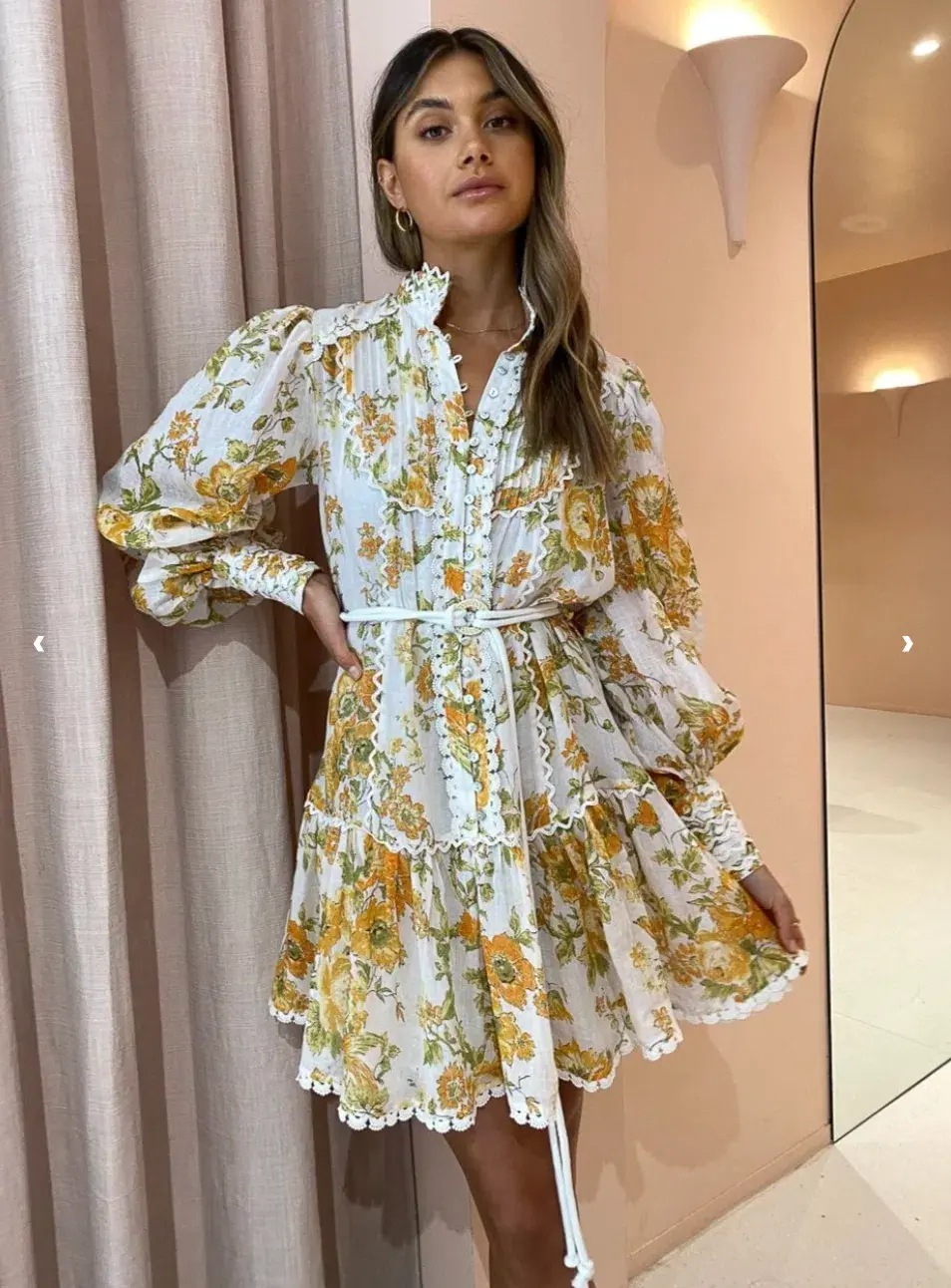 Alemais Songbird Mini Dress Print Yellow Size 8 for rent on The Volte - main image