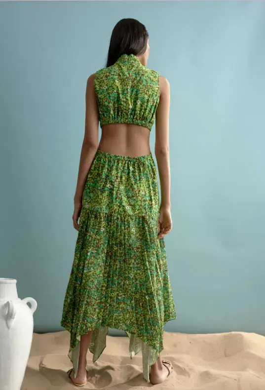 Alemais Phyllis Twist Front Pleat Dress Green Size 10 - Image 3
