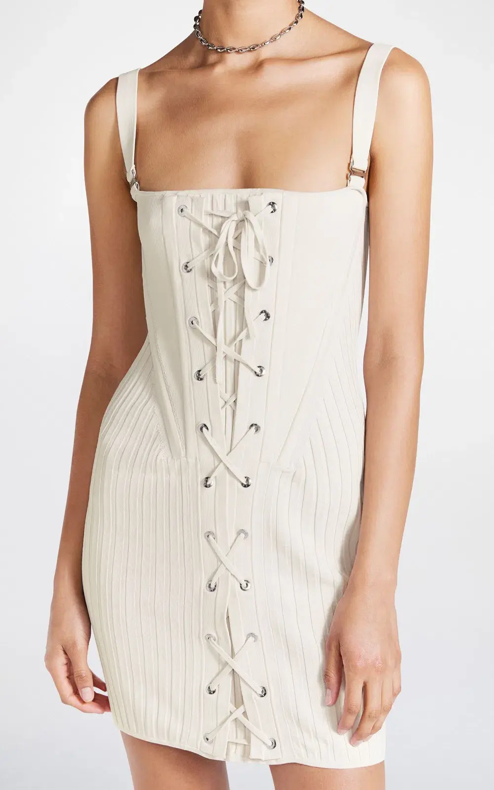 Dion Lee Laced Corset Dress Cream Size 8 - Image 4