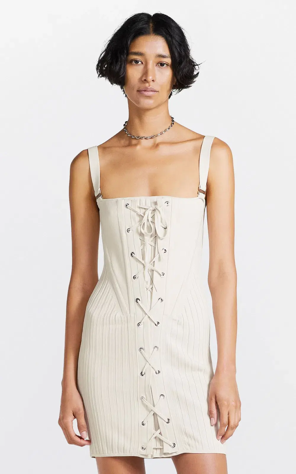 Dion Lee Laced Corset Dress Cream Size 8 - Image 2