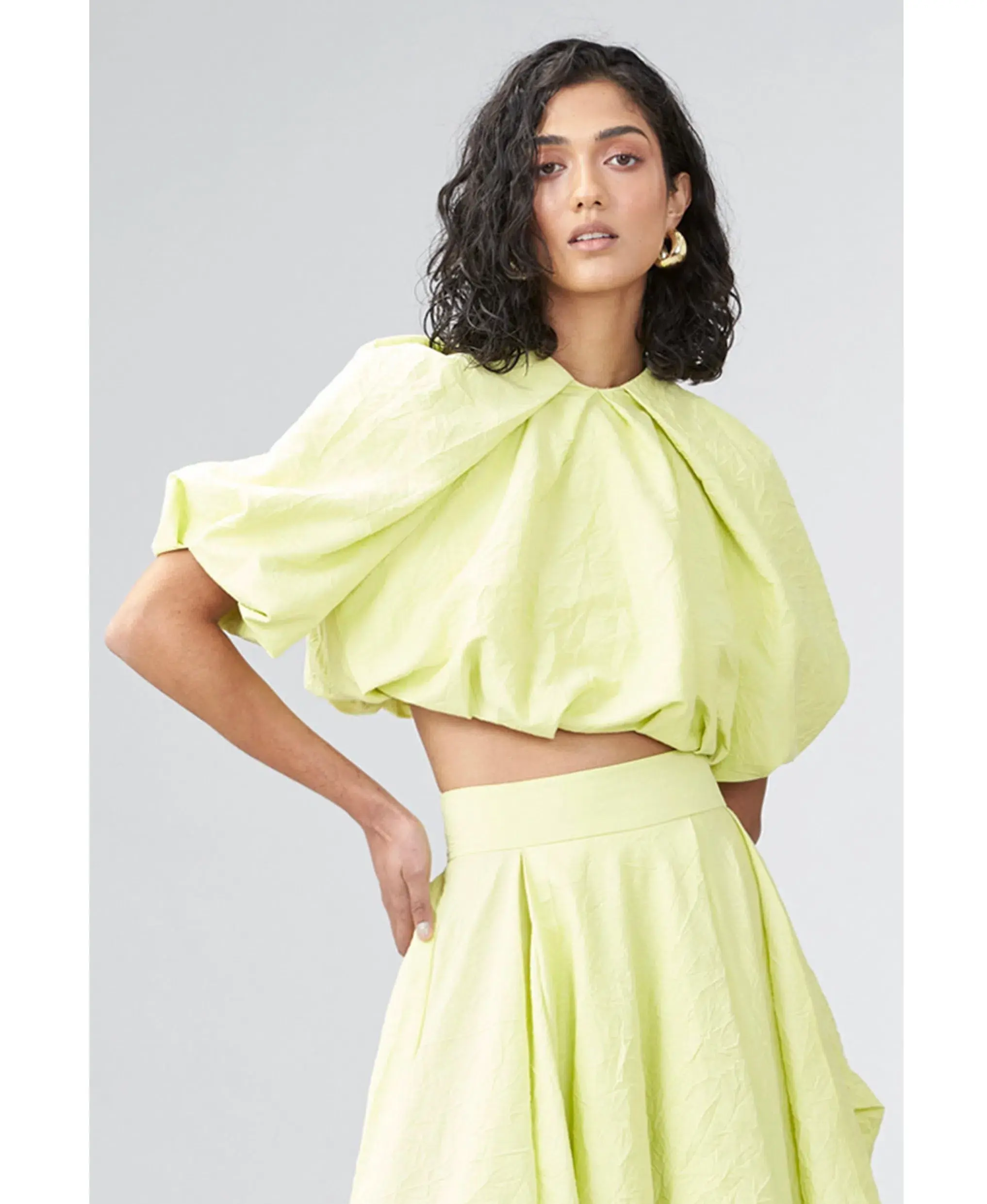 Ginger & Smart Euphoria Top & Skirt Set Citron Size 10 - Image 4