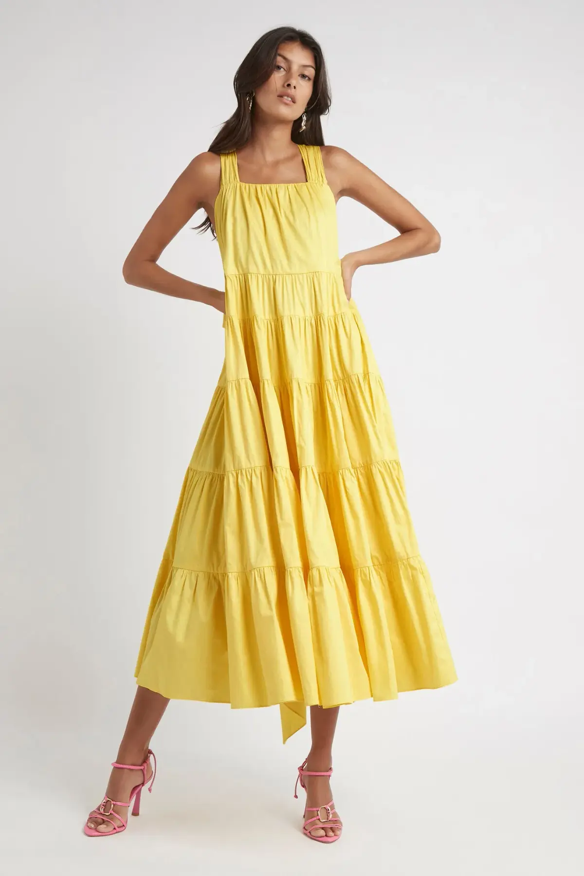 Aje Solstice Tiered Maxi Dress Yellow Size 10 - Image 1