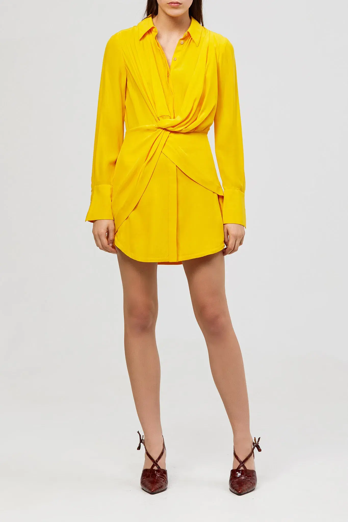 Acler Almer Shirt Dress Yellow Size 8 - Image 3