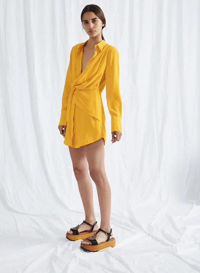 Acler Almer Shirt Dress Yellow Size 8 for rent on The Volte - main image