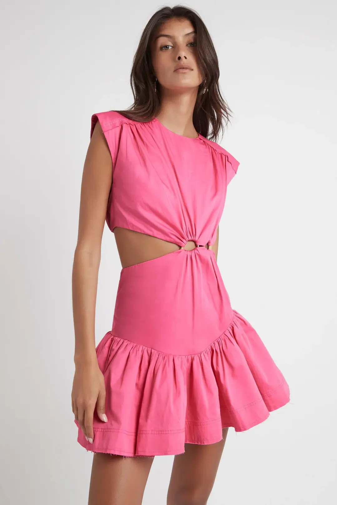 Aje Solstice Cut Out Ring Flip Mini Dress Pink Size 6 for rent on The Volte - main image