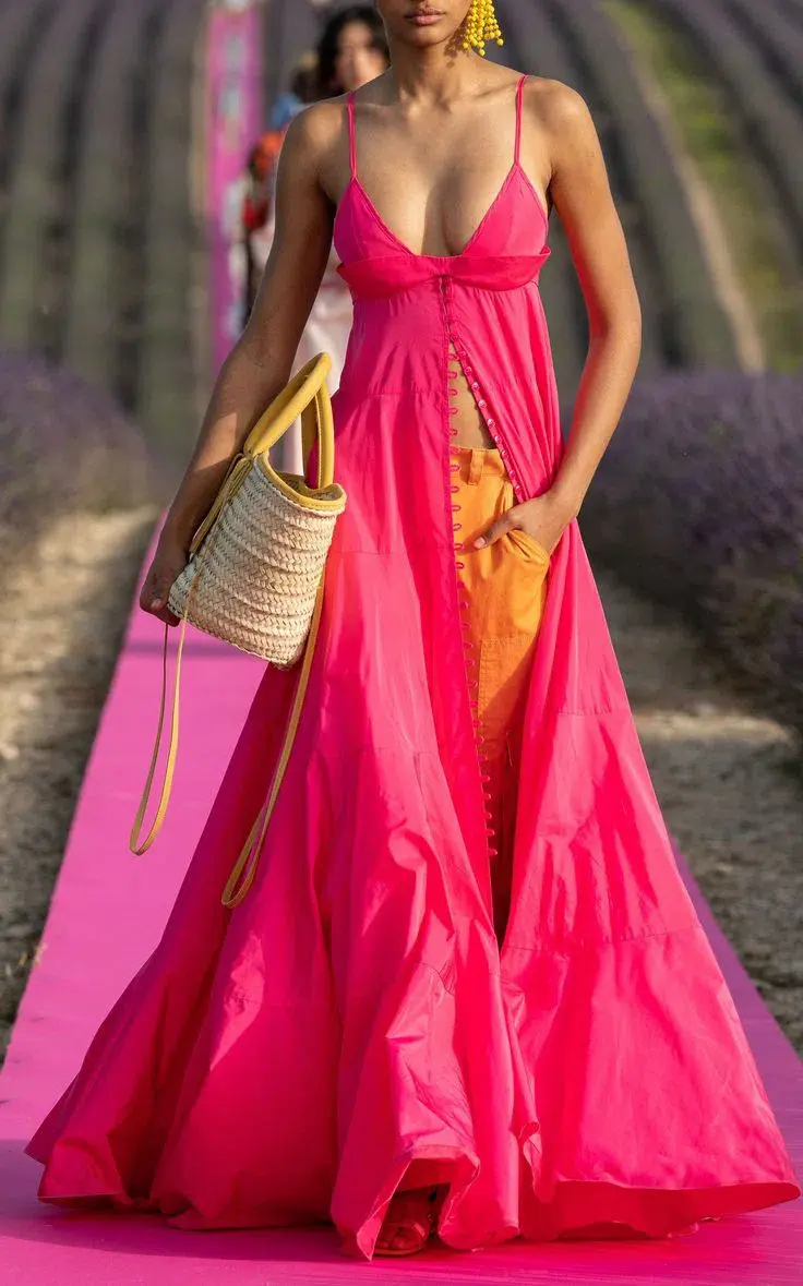 Jacquemus La Robe Manosque Tiered Maxi Dress Pink Size 6 - Image 1