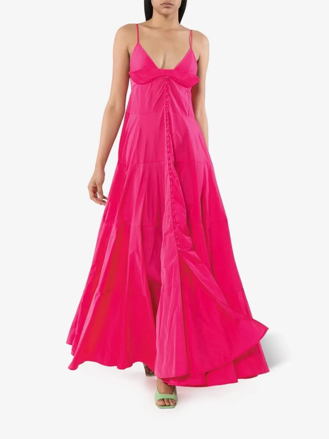 Jacquemus La Robe Manosque Tiered Maxi Dress Pink Size 6 for rent on The Volte - main image