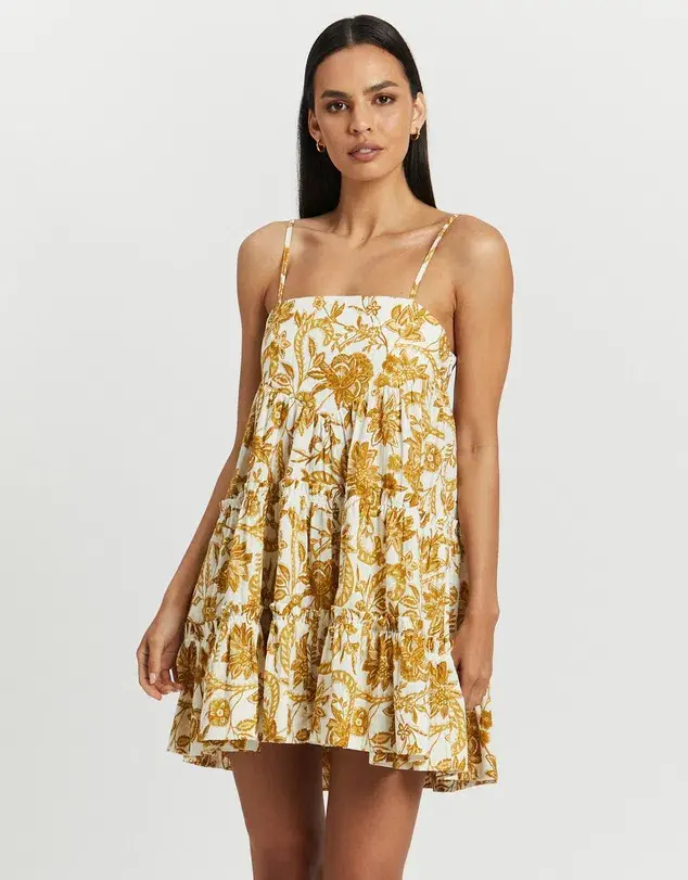 Shona Joy Saffron Tiered Mini Dress Print Size 10 - Image 2