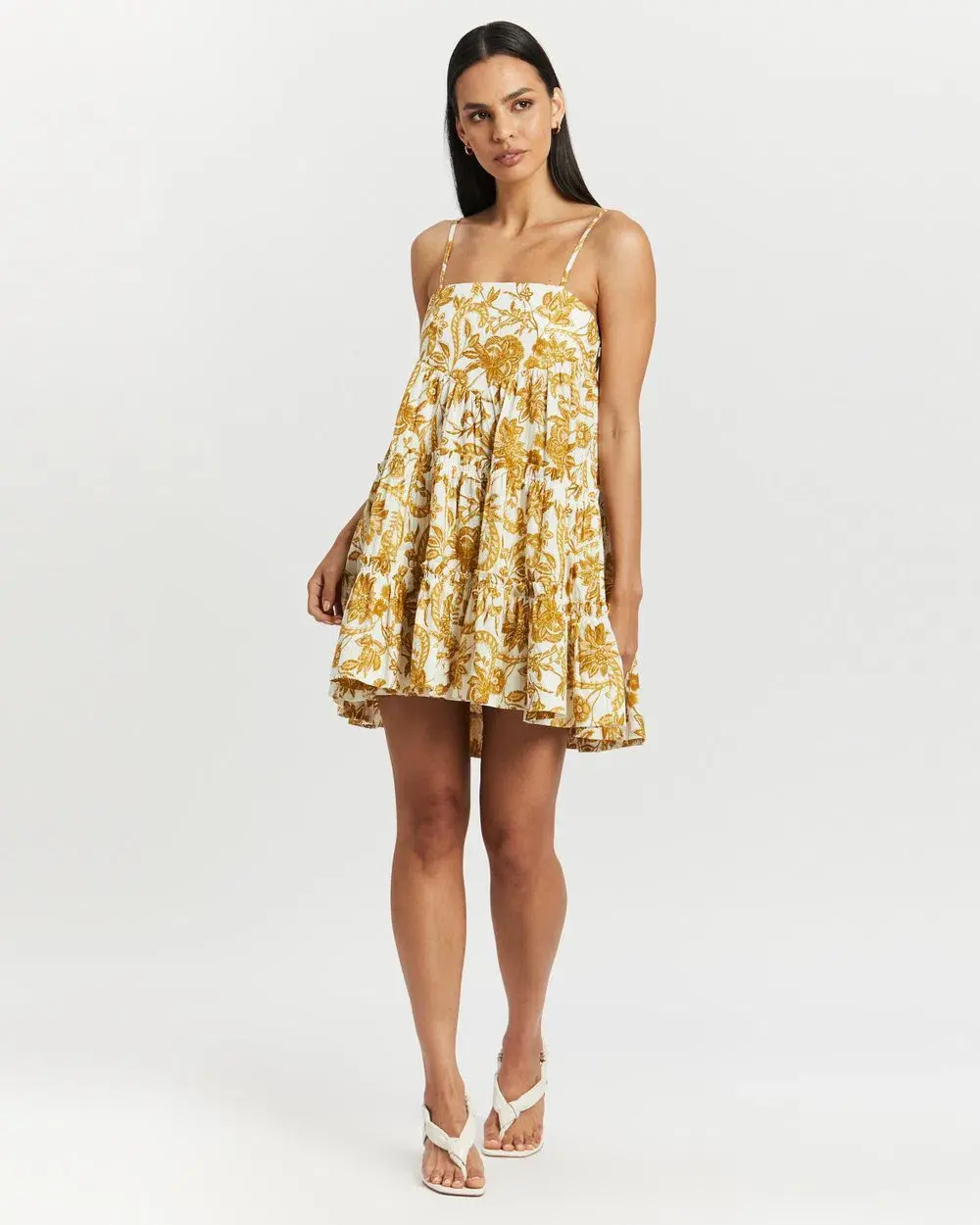 Shona Joy Saffron Tiered Mini Dress Print Size 10 - Image 1