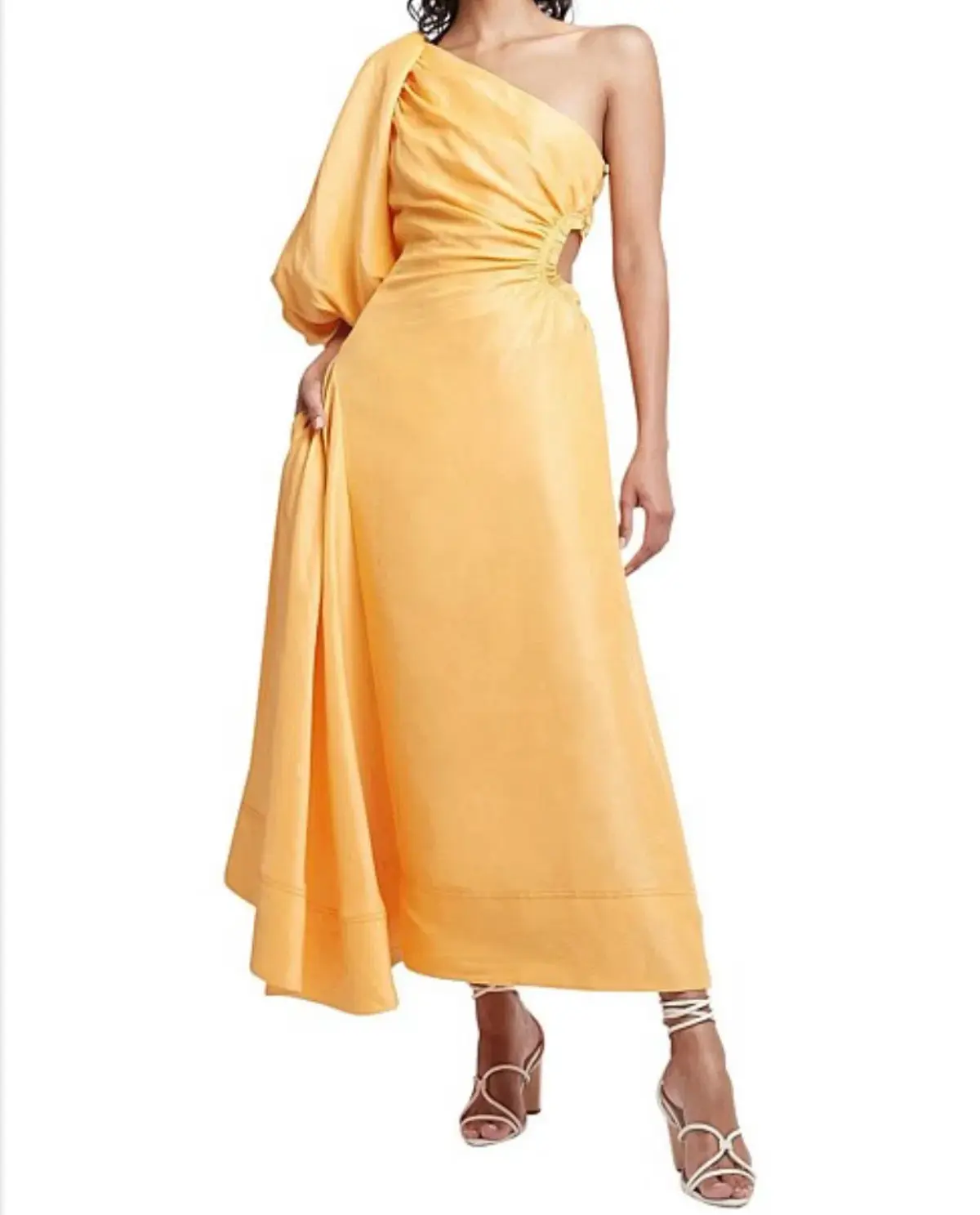 Aje Concept Linen and Silk One Shoulder Dress Yellow Size 6 - Image 1